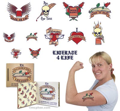I recently received a gift of temporary tattoos Librarian temporary tattoos